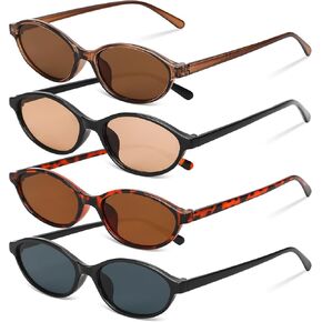 Retro Oval Sunglasses for Women Small Cat Eye Sun Glasses Y2k Trendy Narrow Shades UV Protection in Saudi Arabia