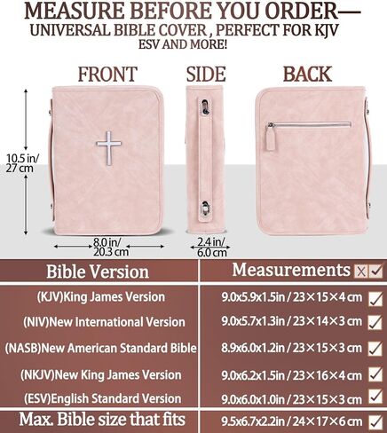 Vegan Leather Bible Cover Case, Bible Bag with Phone Pocket, Bible Case for Men Women, Christian Gift Box Packaging (Pink) in Saudi Arabia
