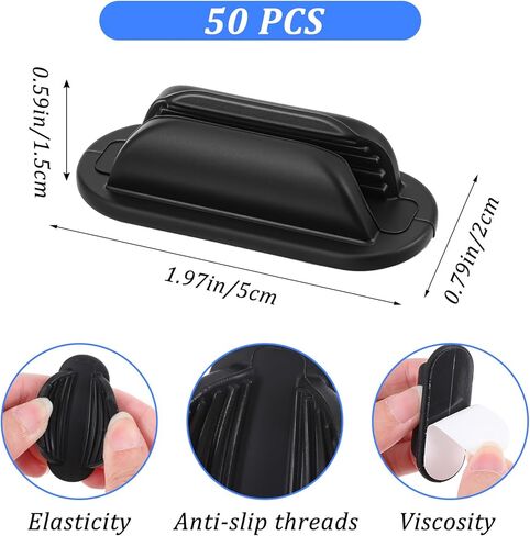 50 Pcs Adhesive Pencil Holders for Desk and Wall, Silicone Marker Organizer for Clipboard Reusable Teacher Supplies for Classroom School Office Desk Accessories (Black) in Kuwait