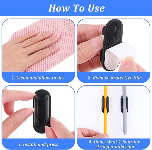 50 Pcs Adhesive Pencil Holders for Desk and Wall, Silicone Marker Organizer for Clipboard Reusable Teacher Supplies for Classroom School Office Desk Accessories (Black) in Kuwait