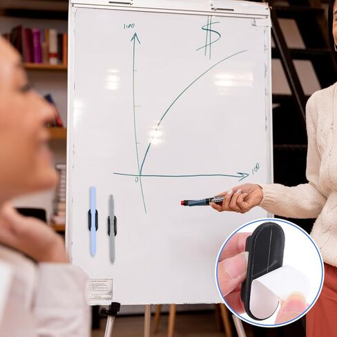 50 Pcs Adhesive Pencil Holders for Desk and Wall, Silicone Marker Organizer for Clipboard Reusable Teacher Supplies for Classroom School Office Desk Accessories (Black) in Kuwait