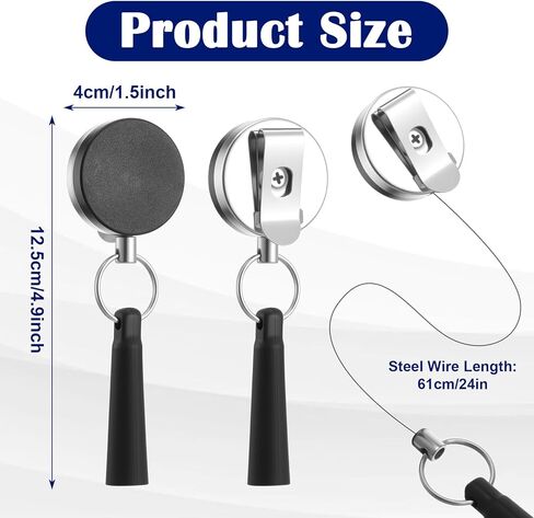 4 Pcs Retractable Pen Holder, Heavy Duty Retractable Pull Pen Pencil Holder with 24" Steel Wire Elastic Silicone Ideal Grip for Carpenters Nurses Waitresses Office Workers in Kuwait