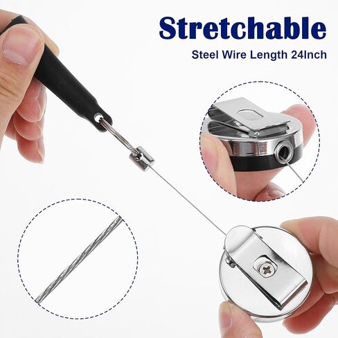 4 Pcs Retractable Pen Holder, Heavy Duty Retractable Pull Pen Pencil Holder with 24" Steel Wire Elastic Silicone Ideal Grip for Carpenters Nurses Waitresses Office Workers in Kuwait