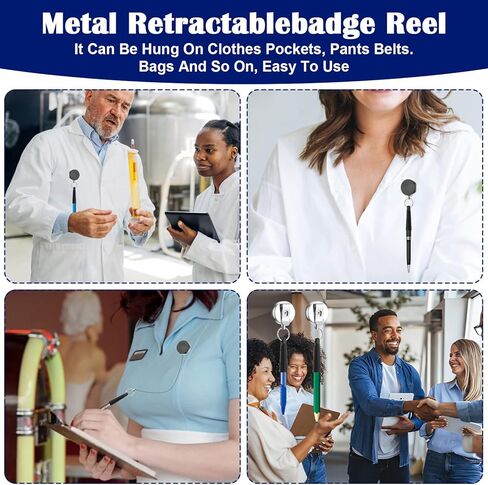 4 Pcs Retractable Pen Holder, Heavy Duty Retractable Pull Pen Pencil Holder with 24" Steel Wire Elastic Silicone Ideal Grip for Carpenters Nurses Waitresses Office Workers in Kuwait