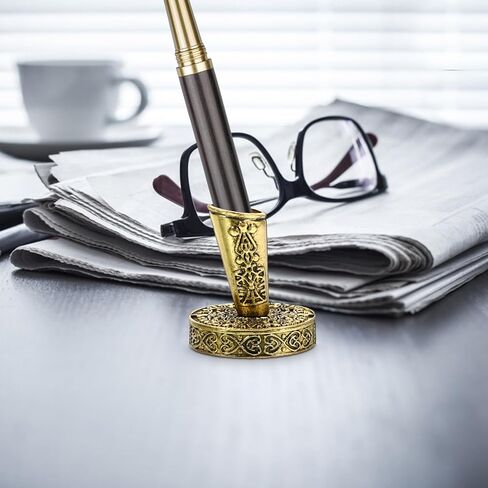 NUOBESTY Retro Metal Single Pen Holder for Desk Vintage Style Pen Stand Base Suitable for Fountain Quill and Writing Office Desk Organizer in Saudi Arabia