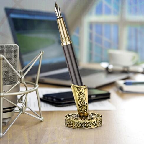 NUOBESTY Retro Metal Single Pen Holder for Desk Vintage Style Pen Stand Base Suitable for Fountain Quill and Writing Office Desk Organizer in Saudi Arabia