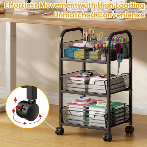 سلة خضروات فواكه من 3 طبقات للمطبخ، وتخزين الفواكه والخضروات مع عجلات دوارة، عربة معدنية لتنظيم الوجبات الخفيفة من الخضروات والبصل والبطاطس، 15.75 بوصة × 11.81 بوصة × 27.95 بوصة، أسود in Kuwait