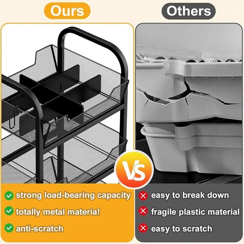 سلة خضروات فواكه من 3 طبقات للمطبخ، وتخزين الفواكه والخضروات مع عجلات دوارة، عربة معدنية لتنظيم الوجبات الخفيفة من الخضروات والبصل والبطاطس، 15.75 بوصة × 11.81 بوصة × 27.95 بوصة، أسود in Kuwait