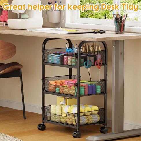 سلة خضروات فواكه من 3 طبقات للمطبخ، وتخزين الفواكه والخضروات مع عجلات دوارة، عربة معدنية لتنظيم الوجبات الخفيفة من الخضروات والبصل والبطاطس، 15.75 بوصة × 11.81 بوصة × 27.95 بوصة، أسود in Kuwait