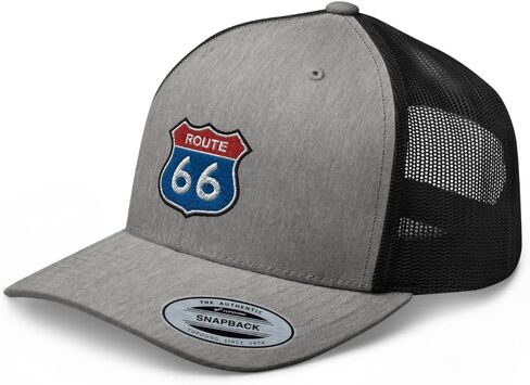 Route 66 Curved Bill Trucker Hat Mid Crown Adjustable Cap in Saudi Arabia
