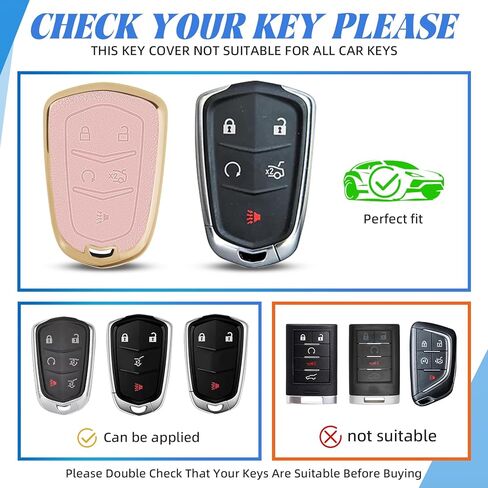 لغطاء مفتاح فوب كاديلاك، غطاء مفتاح السيارة عن بعد من جلد TPU الناعم متوافق مع كاديلاك ATS CTS CT6 DTS Escalade STS SRX XTS XT4 XT5 XT6، 5-6 أزرار (وردي، 5 أزرار) in Kuwait