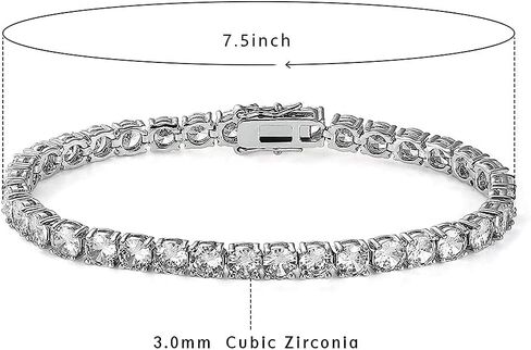 MDFUN Tennis Bracelet for Women 3mm Cubic Zirconia 18K White Gold/Yellow Gold Plated in Saudi Arabia