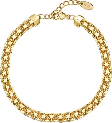 NORBU 18K Gold Plated Bracelet for Women, 5mm Star Link Chain Bracelet for Women, Womens Gold Bracelet Radiant Star Link Chains Minimalist Jewelry Gift for Her in Kuwait