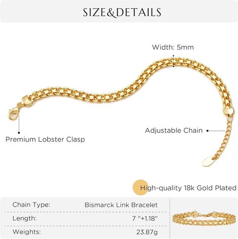 NORBU 18K Gold Plated Bracelet for Women, 5mm Star Link Chain Bracelet for Women, Womens Gold Bracelet Radiant Star Link Chains Minimalist Jewelry Gift for Her in Saudi Arabia