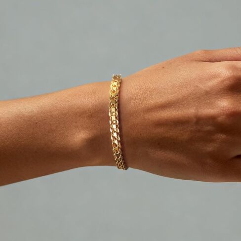NORBU 18K Gold Plated Bracelet for Women, 5mm Star Link Chain Bracelet for Women, Womens Gold Bracelet Radiant Star Link Chains Minimalist Jewelry Gift for Her in Saudi Arabia