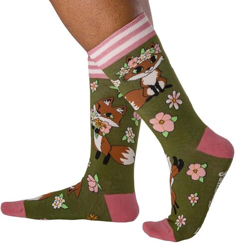 FootClothes Woodland Whimsy Cute Forest Critters Crew Socks Adult Unisex OSFM in Saudi Arabia