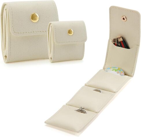 Valleycomfy 2Pcs Mini Travel Jewelry Case Suede Travel Jewelry Roll with Buckle Foldable Small Travel Jewelrys Organizer for Earrings, Rings, Necklaces, Pink, S & M in Saudi Arabia
