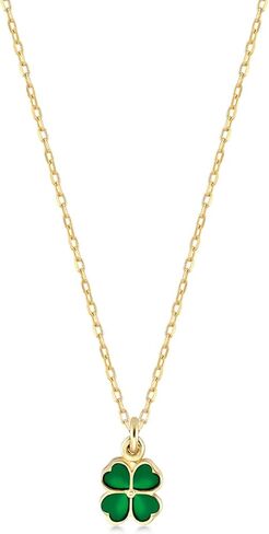 Gelin 10K Yellow Gold Green Enamel Clover Necklace for Women, Four Leaf Lucky Pendant, 18 Inch Gold Jewelry Gift in Saudi Arabia