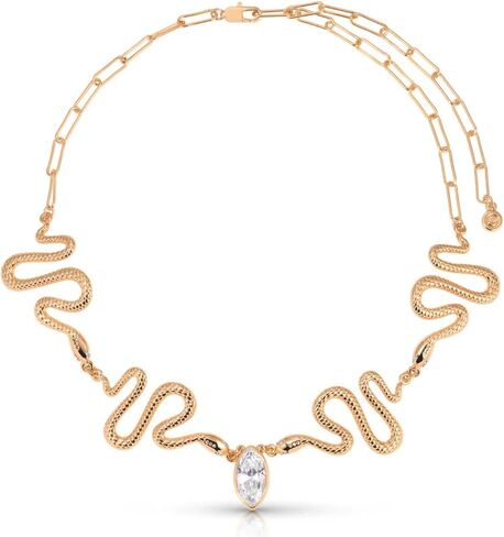 Ettika Snake Necklace, Serpentina Choker in 18K Gold Plated With Marquise Crystal Charm. Snake Choker For Women. Jewelry, Gifts for Women in Saudi Arabia
