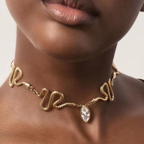 Ettika Snake Necklace, Serpentina Choker in 18K Gold Plated With Marquise Crystal Charm. Snake Choker For Women. Jewelry, Gifts for Women in Saudi Arabia