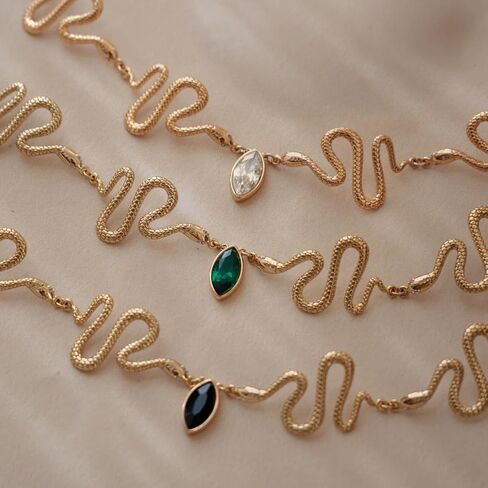 Ettika Snake Necklace, Serpentina Choker in 18K Gold Plated With Marquise Crystal Charm. Snake Choker For Women. Jewelry, Gifts for Women in Saudi Arabia