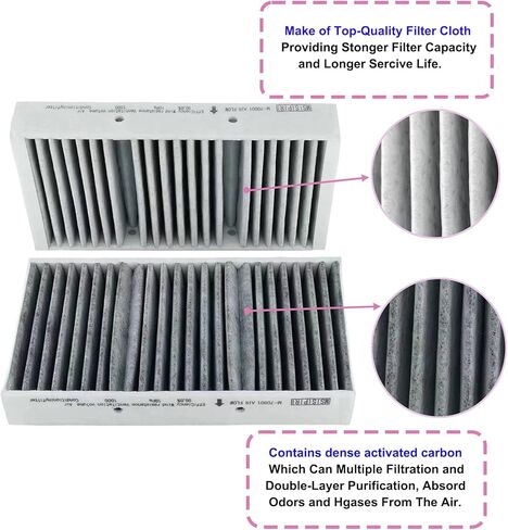 Cabin Air Filter Fits for Mercedes-Benz ML350, ML400, GL450, GL550, GL350, GLS450, GLS550, ML550, GL63 AMG, ML63 AMG, GLS63 AMG, GLE400, GLE63 AMG, Replacement for 1668300318, (Set of 2) in Kuwait