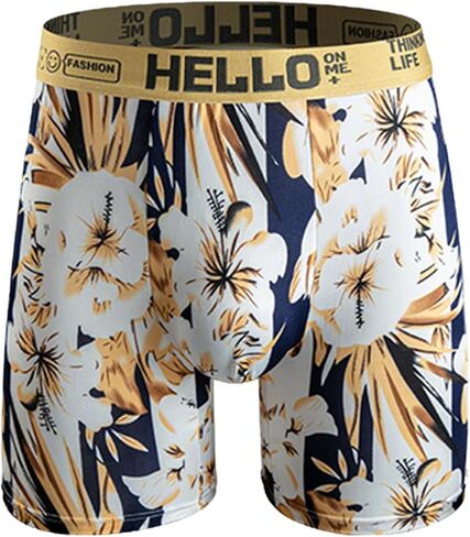 Men's Floral Print Boxer Briefs Retro Soft Breathable Underwear with Fashion Text Elasticity Waistband for Daily Wear in Saudi Arabia
