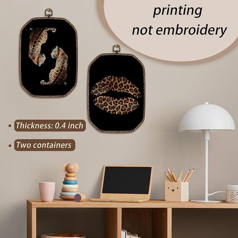 AEHIE Trendy black Leopard Octagon Wall Art Decor, Preppy Y2K Cheetah Print Canvas Hanging Decor, Leopard Print Lip Wall Decorations for Girls Room Bedroom,10.2x7 Inches Set of 2, Wall Sculptures in Saudi Arabia