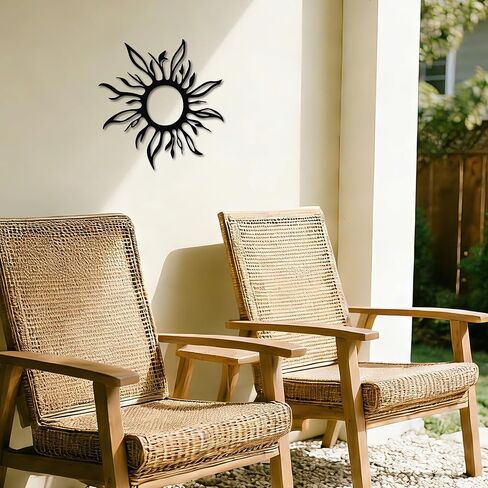 ديكور فني جداري معدني من JEWLOVE - ديكورات شمسية للأماكن الداخلية والخارجية، ديكور شمسي بطابع النار للمنزل، هدية ديكور ناري 30.48 سم × 30.48 سم in Kuwait