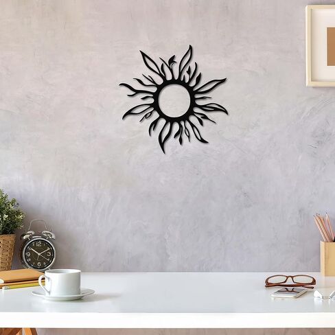 ديكور فني جداري معدني من JEWLOVE - ديكورات شمسية للأماكن الداخلية والخارجية، ديكور شمسي بطابع النار للمنزل، هدية ديكور ناري 30.48 سم × 30.48 سم in Kuwait