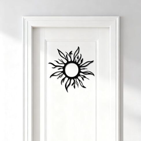 ديكور فني جداري معدني من JEWLOVE - ديكورات شمسية للأماكن الداخلية والخارجية، ديكور شمسي بطابع النار للمنزل، هدية ديكور ناري 30.48 سم × 30.48 سم in Kuwait