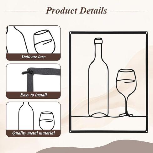 Afcabakila 3 قطع فنية جدارية معدنية، ديكور حائط لغرفة الطعام، ديكور مطبخ ريفي مقاس 14 × 11 بوصة، فن جدران المطبخ البسيط للمنزل وغرفة المعيشة وهدايا الانتقال لمنزل جديد (أسود) in Kuwait