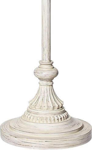 360 Lighting Traditional Vintage Shabby Chic Floor Lamp Standing 60" Tall Antique White Victorian Cream Scallop Fabric Dome Shade with Fringe Cottage Core Decor for Living Room Reading House Bedroom in Saudi Arabia
