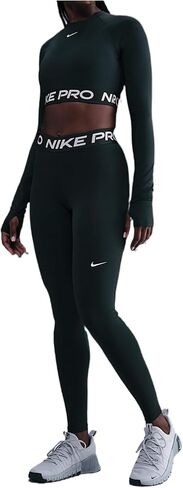Nike Pro Women's Dri-FIT Cropped Long-Sleeve Top (Seaweed/White) in Saudi Arabia