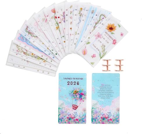 2026 Monthly Savings Challenge Book with A6 Acrylic Binder,saving $2,026 in 2026 Floral Themed Tracking,12 Month Budget Cash Stuffing Tracker Cash Envelopes in Kuwait