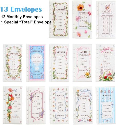 2026 Monthly Savings Challenge Book with A6 Acrylic Binder,saving $2,026 in 2026 Floral Themed Tracking,12 Month Budget Cash Stuffing Tracker Cash Envelopes in Kuwait
