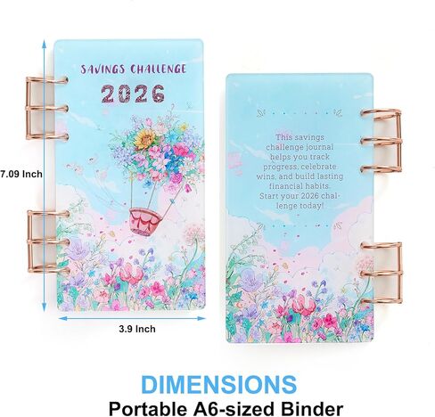 2026 Monthly Savings Challenge Book with A6 Acrylic Binder,saving $2,026 in 2026 Floral Themed Tracking,12 Month Budget Cash Stuffing Tracker Cash Envelopes in Kuwait