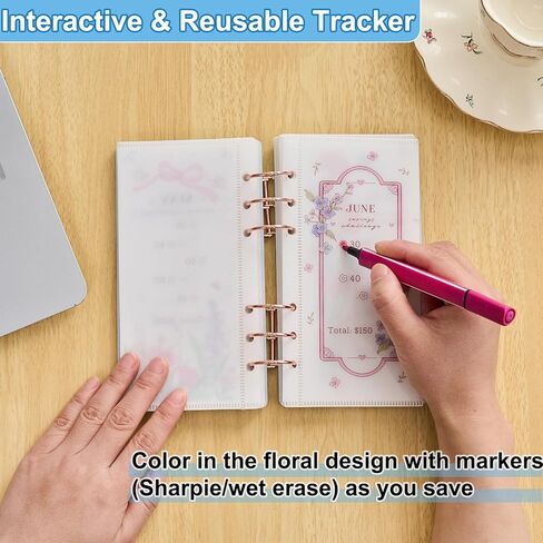 2026 Monthly Savings Challenge Book with A6 Acrylic Binder,saving $2,026 in 2026 Floral Themed Tracking,12 Month Budget Cash Stuffing Tracker Cash Envelopes in Kuwait