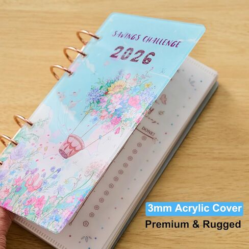 2026 Monthly Savings Challenge Book with A6 Acrylic Binder,saving $2,026 in 2026 Floral Themed Tracking,12 Month Budget Cash Stuffing Tracker Cash Envelopes in Kuwait