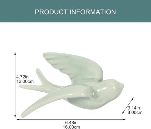 Amosfun Ceramic Bird Wall Hanging Decor 3D Bird Pendant Sculpture for Home Indoor Outdoor Wall Art Cozy Living Room and Garden Decoration 6.49X4.72X3.14 Inches in Saudi Arabia