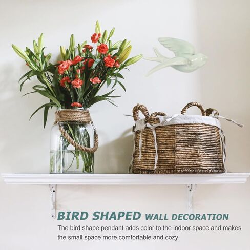 Amosfun Ceramic Bird Wall Hanging Decor 3D Bird Pendant Sculpture for Home Indoor Outdoor Wall Art Cozy Living Room and Garden Decoration 6.49X4.72X3.14 Inches in Saudi Arabia