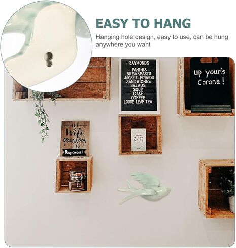 Amosfun Ceramic Bird Wall Hanging Decor 3D Bird Pendant Sculpture for Home Indoor Outdoor Wall Art Cozy Living Room and Garden Decoration 6.49X4.72X3.14 Inches in Saudi Arabia