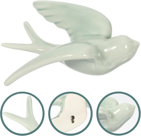 Amosfun Ceramic Bird Wall Hanging Decor 3D Bird Pendant Sculpture for Home Indoor Outdoor Wall Art Cozy Living Room and Garden Decoration 6.49X4.72X3.14 Inches in Saudi Arabia