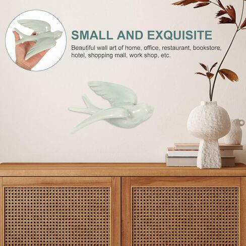 Amosfun Ceramic Bird Wall Hanging Decor 3D Bird Pendant Sculpture for Home Indoor Outdoor Wall Art Cozy Living Room and Garden Decoration 6.49X4.72X3.14 Inches in Saudi Arabia