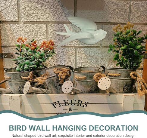 Amosfun Ceramic Bird Wall Hanging Decor 3D Bird Pendant Sculpture for Home Indoor Outdoor Wall Art Cozy Living Room and Garden Decoration 6.49X4.72X3.14 Inches in Saudi Arabia