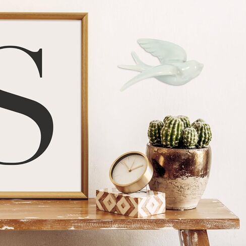 Amosfun Ceramic Bird Wall Hanging Decor 3D Bird Pendant Sculpture for Home Indoor Outdoor Wall Art Cozy Living Room and Garden Decoration 6.49X4.72X3.14 Inches in Saudi Arabia