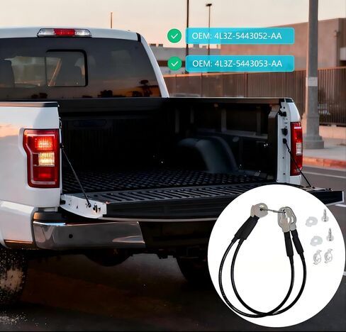 زوج كابل دعم الباب الخلفي متوافق مع Ford F-150 2004–2014 وLincoln Mark LT 2006–2008، يستبدل 4L3Z-5443052-AA، 4L3Z-5443053-AA، كابل عالي التحمل مقاس 24 1/2 بوصة in Kuwait
