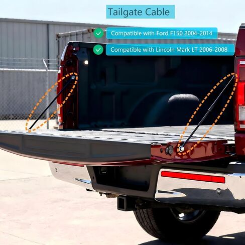 زوج كابل دعم الباب الخلفي متوافق مع Ford F-150 2004–2014 وLincoln Mark LT 2006–2008، يستبدل 4L3Z-5443052-AA، 4L3Z-5443053-AA، كابل عالي التحمل مقاس 24 1/2 بوصة in Kuwait