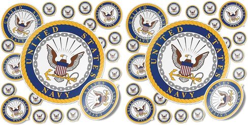 Desert Cactus US Navy Emblem Sticker Logo Vinyl Decal Laptop Water Bottle Car Scrapbook Officially Licensed United States (Sheet - Main Seal) in Saudi Arabia