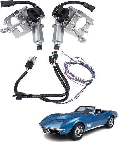 914015 Front Left & Right Electric Headlamp Motor Headlight Conversion Kit Replacement for Chevrolet Corvette C3 1968-1982# 914015 411062A in Kuwait